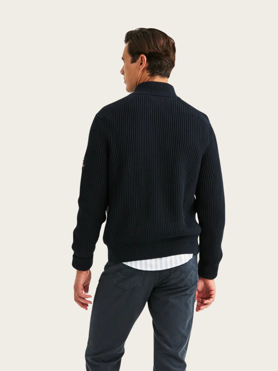 BRENTON ZIP CARDIGAN, NAVY