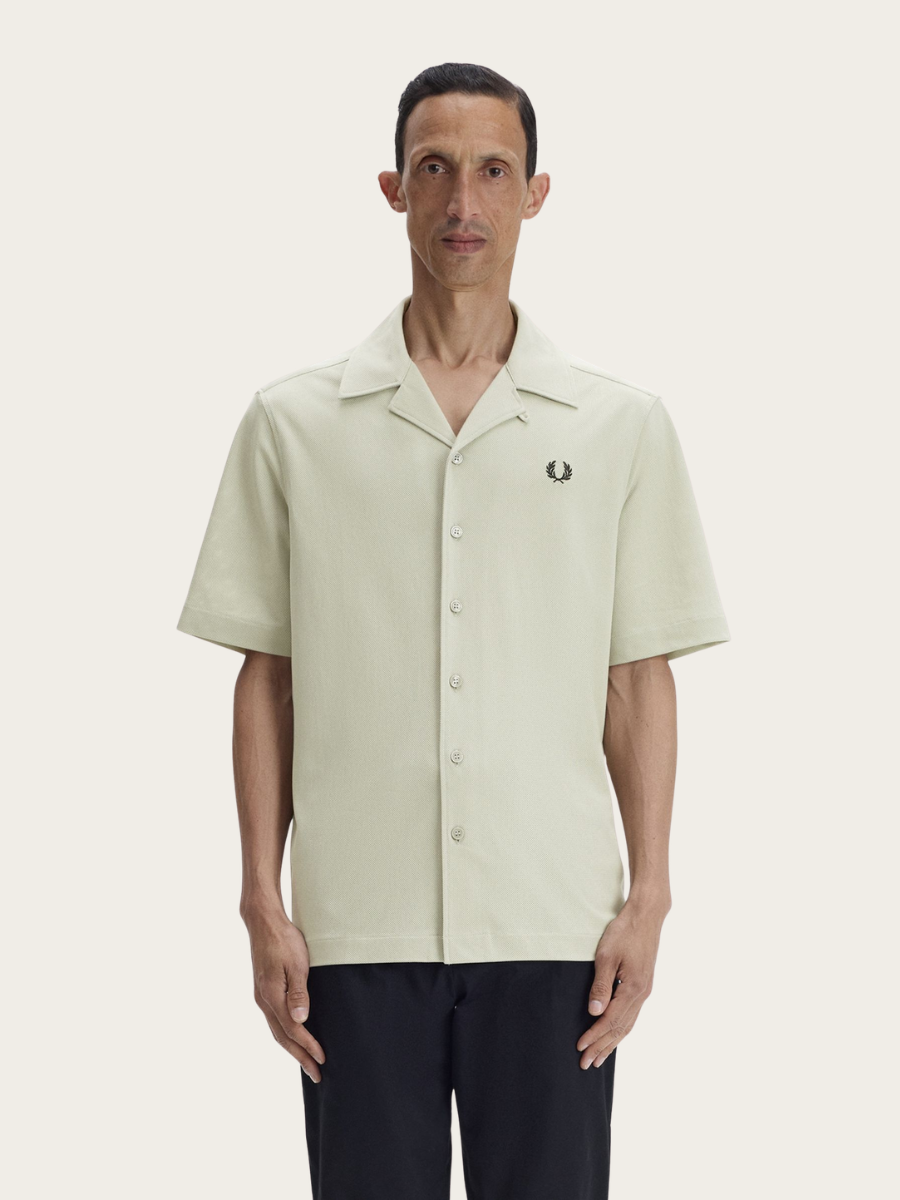COMPRESS MESH REVERE COLLAR SHIRT, SEAGRASS
