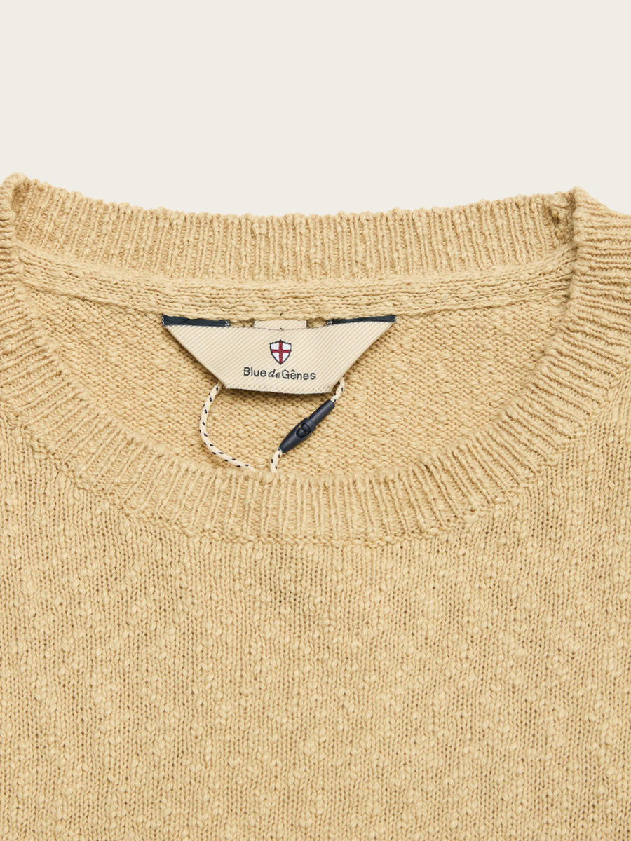 YALE SLUBBY CREWNECK KNIT, PALE KHAKI
