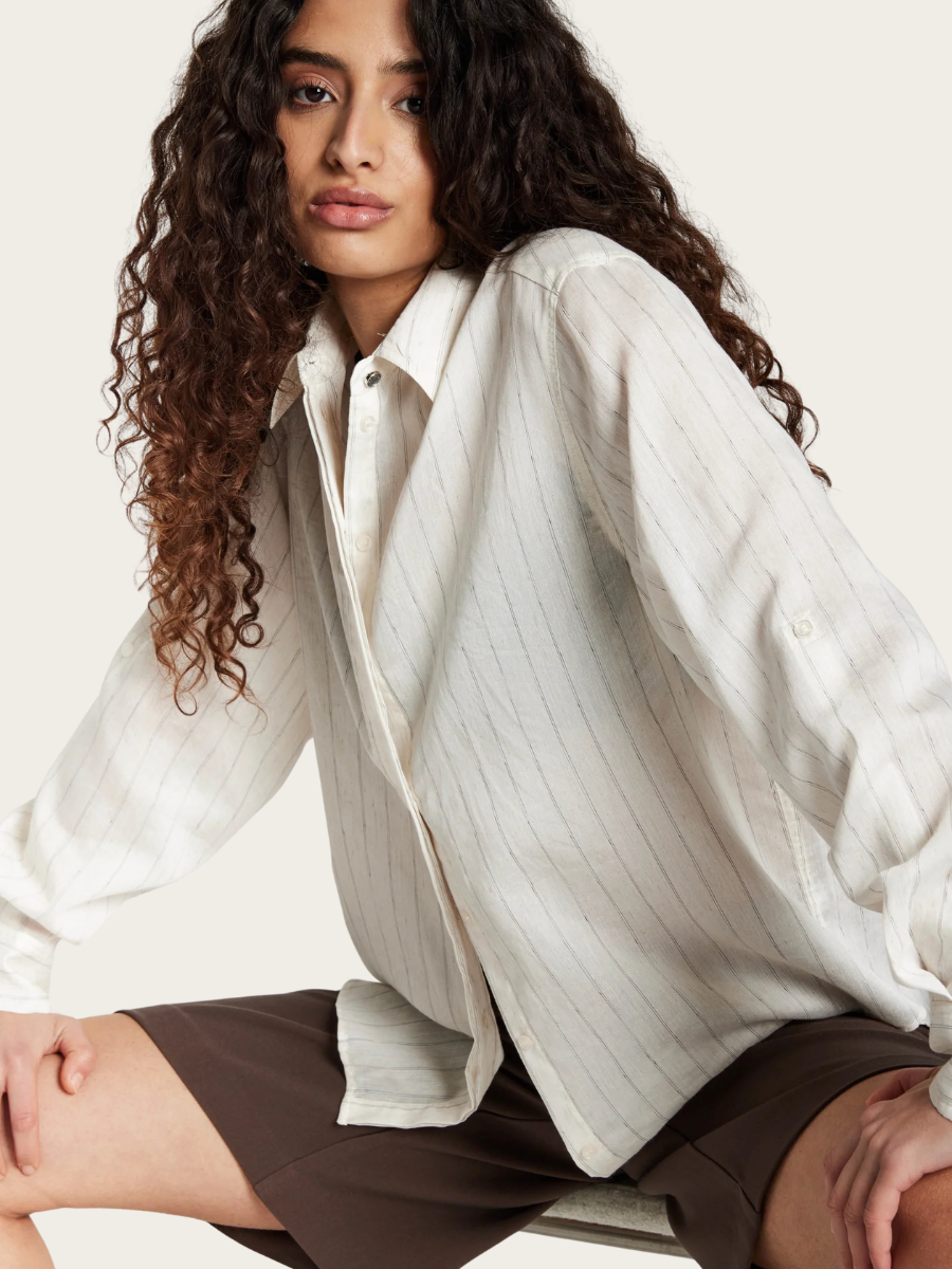COCCO AGATAH SHIRT, SNOW WHITE W/ BLACK STRIPE
