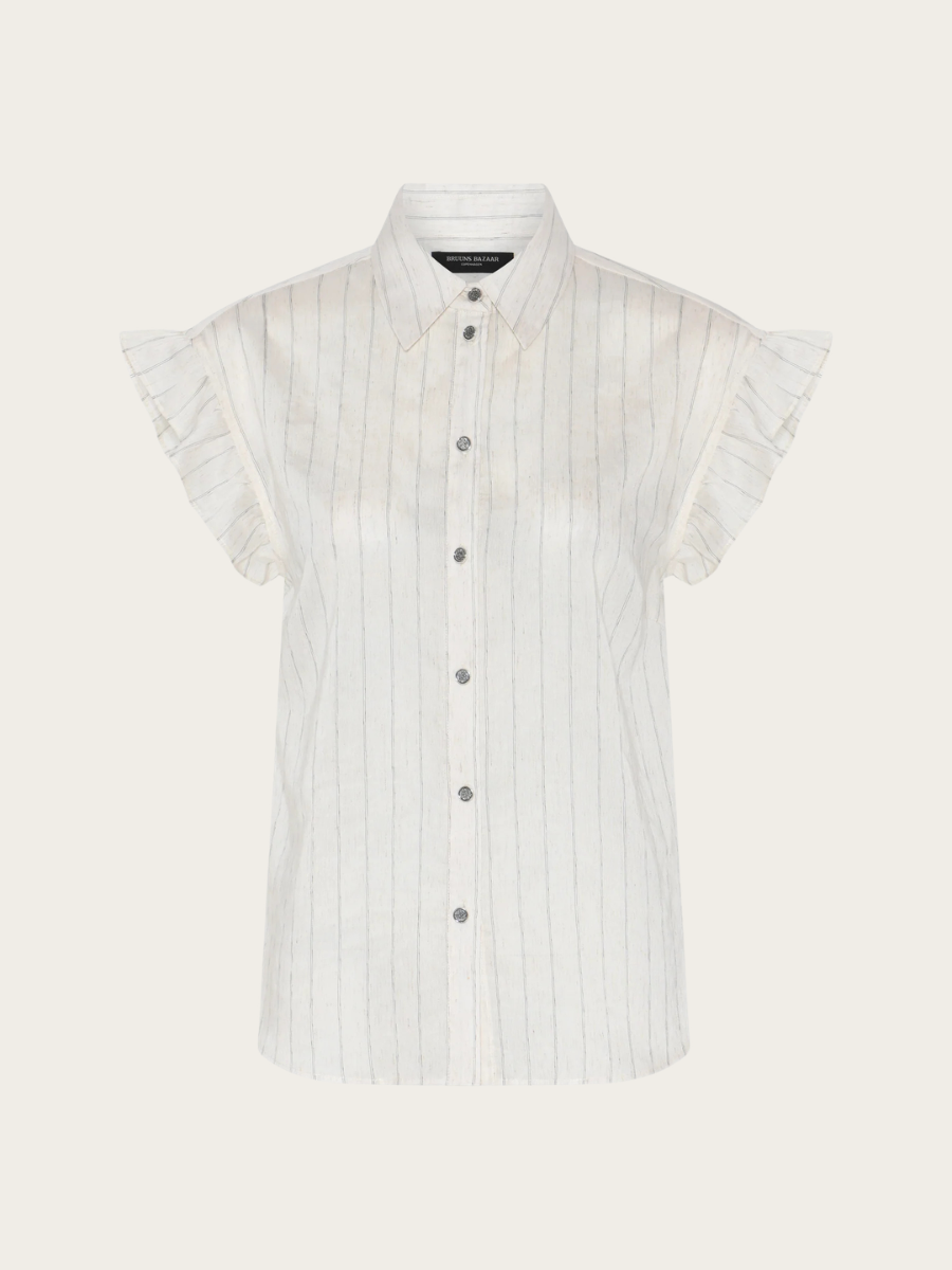 COCCO BILLA SHIRT, SNOW WHITE W/ BLACK STRIPE