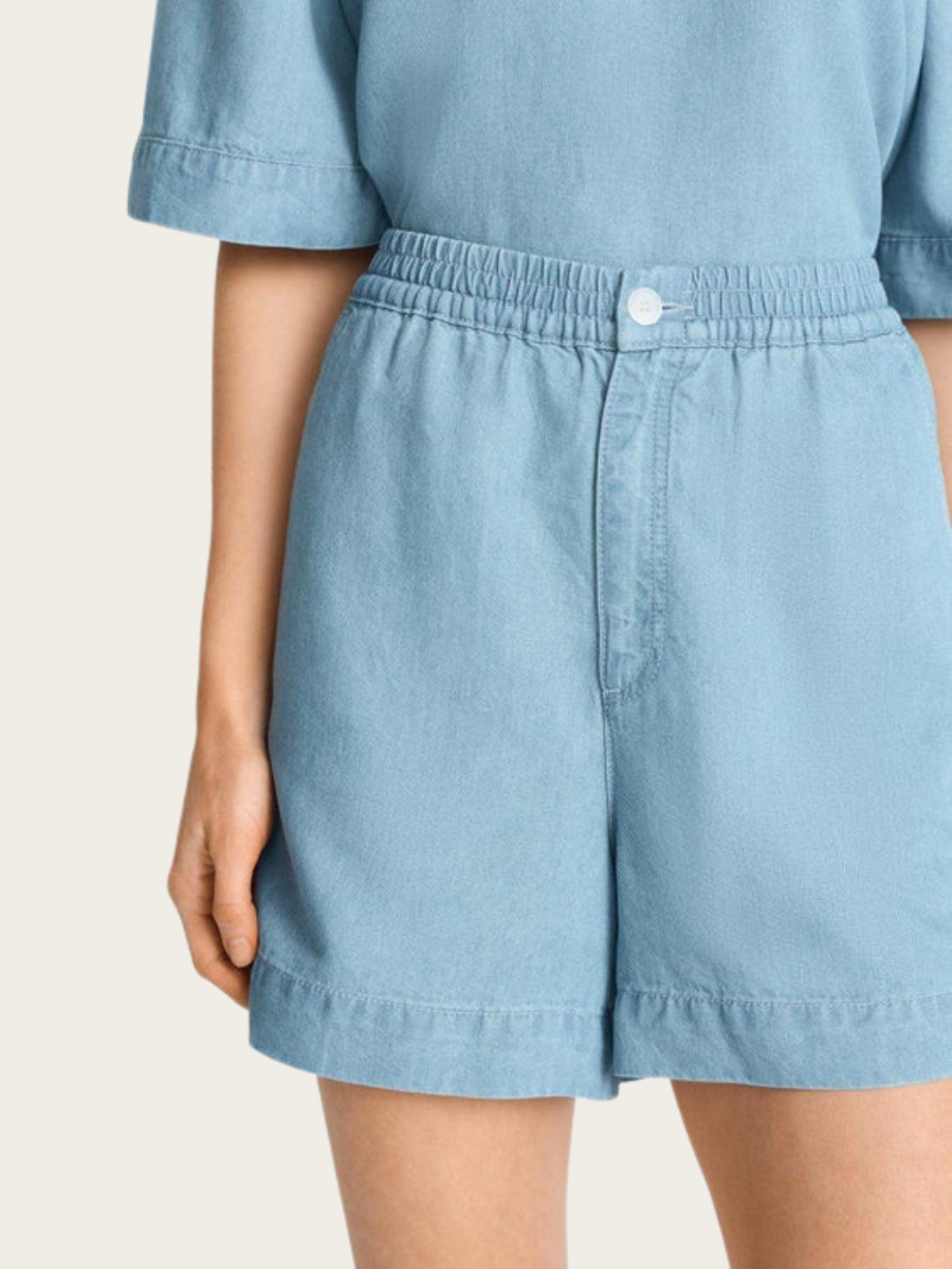 BLUE DENIM LOOK SHORTS, DENIM BLUE