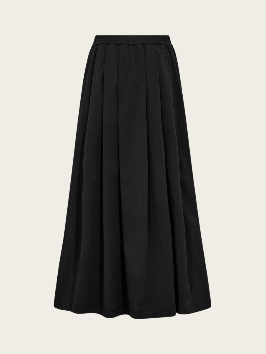 TANIA LONG PLEAT SKIRT, BLACK