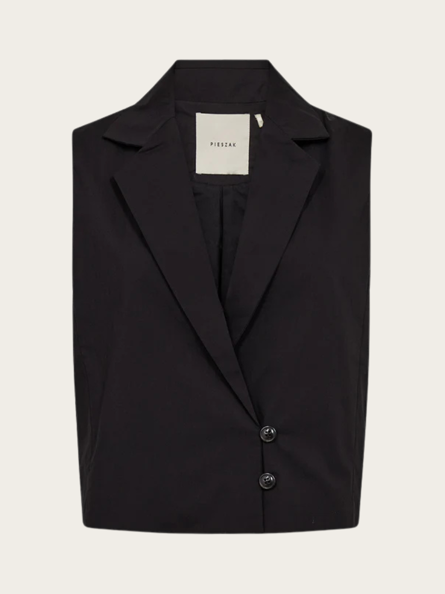 TULIP POPLIN VEST, BLACK