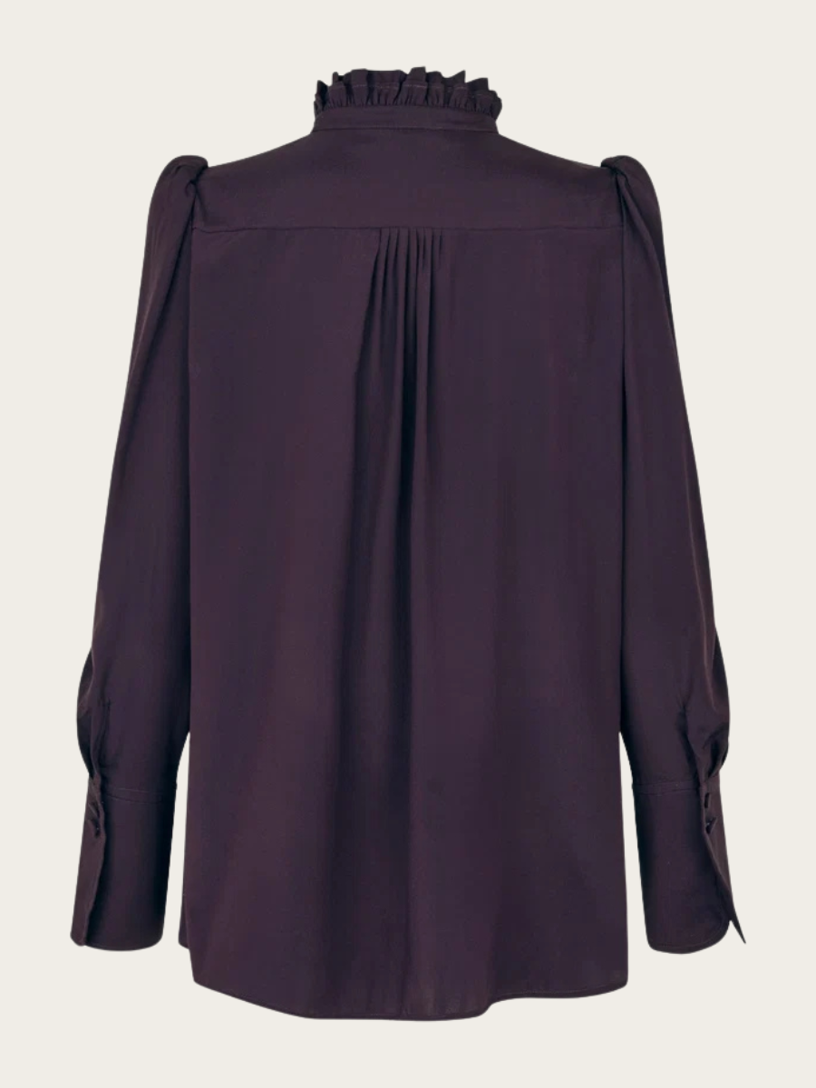 ROBERTA RUFFLE SHIRT, BERRY WINE