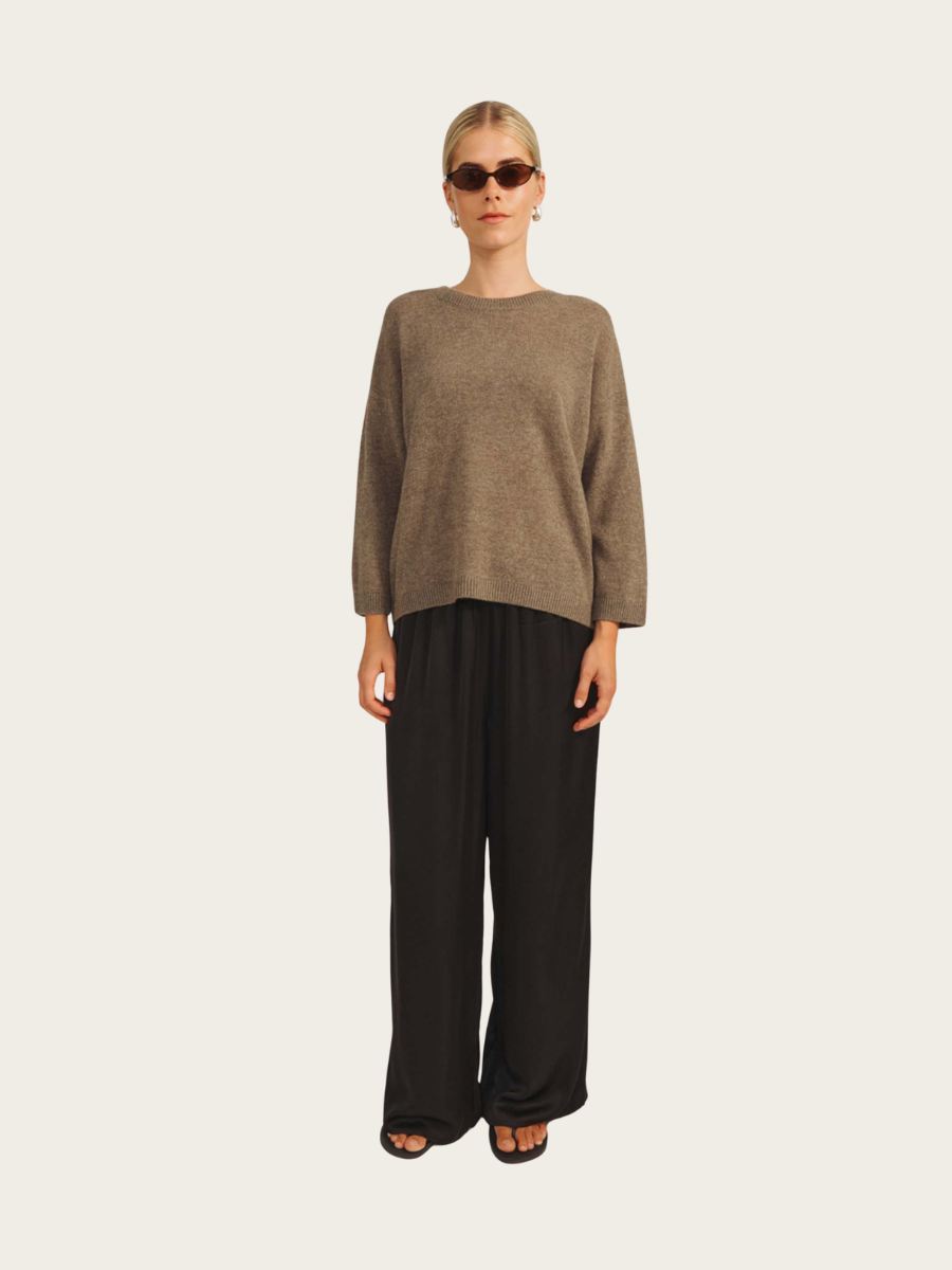 SAVANNAH KNITTED BLOUSE, BROWNSTONE