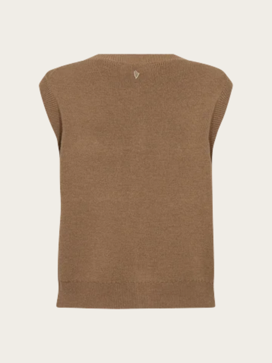 AYANA WOOL KNIT VEST, CAMEL