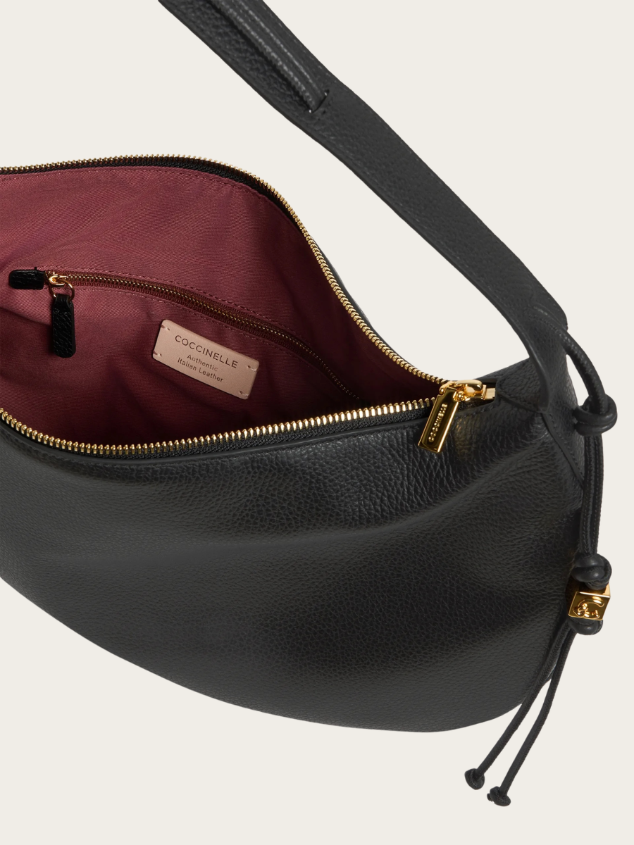THESS GRAINED LEATHER HANDBAG, BLACK