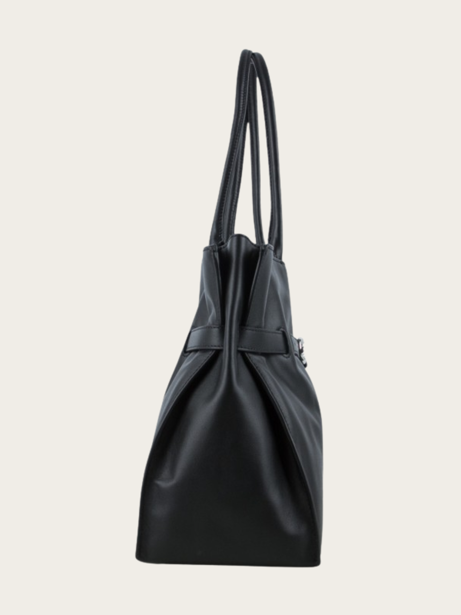 SABINE LARGE LEATHER HANDBAG, BLACK