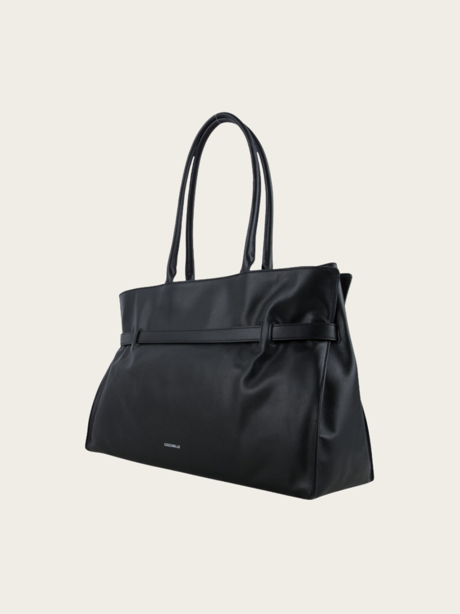 SABINE LARGE LEATHER HANDBAG, BLACK