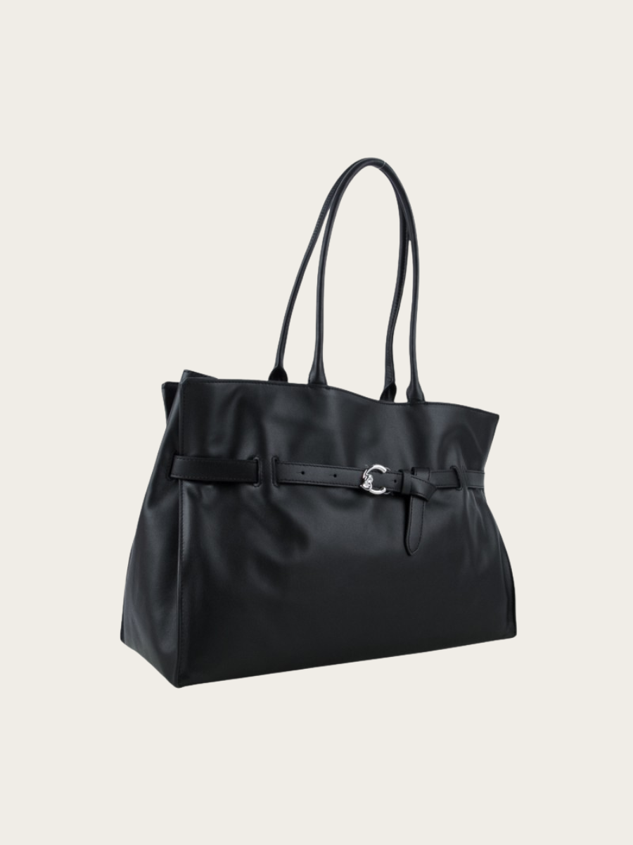 SABINE LARGE LEATHER HANDBAG, BLACK