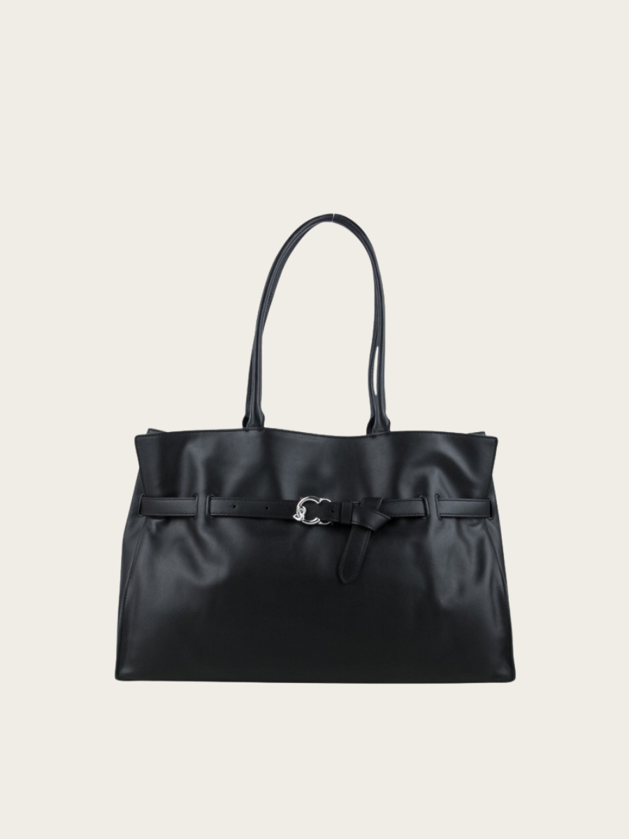 SABINE LARGE LEATHER HANDBAG, BLACK