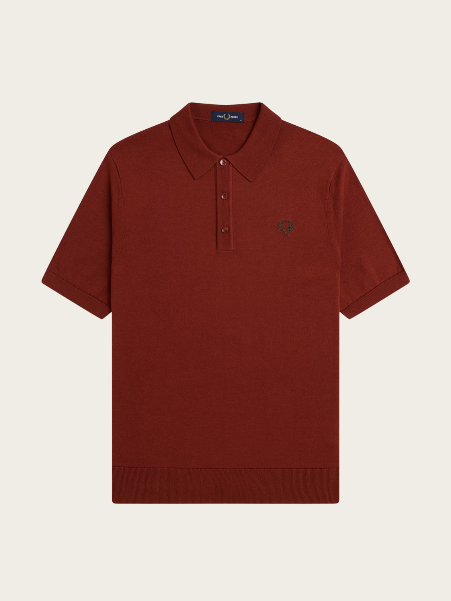 COTTON KNITTED POLO, BRANDY