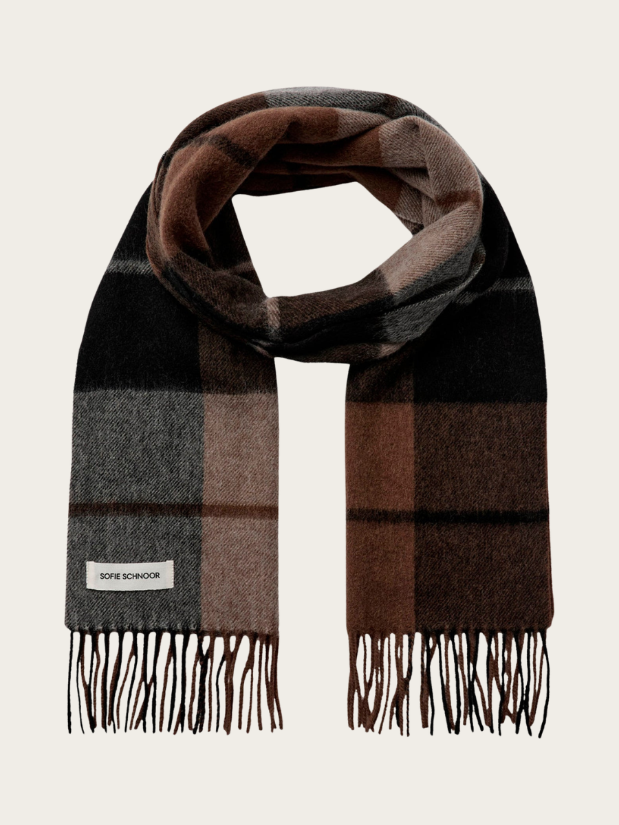 KLEA WOOL SCARF, BROWN MIX