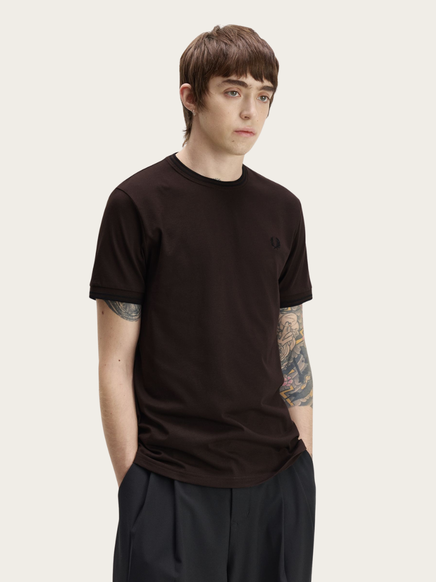 TWIN TIPPED T-SHIRT, BROWN