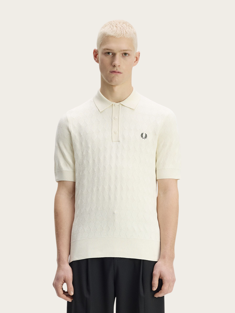 POINTELLE KNITTED POLO, ECRU
