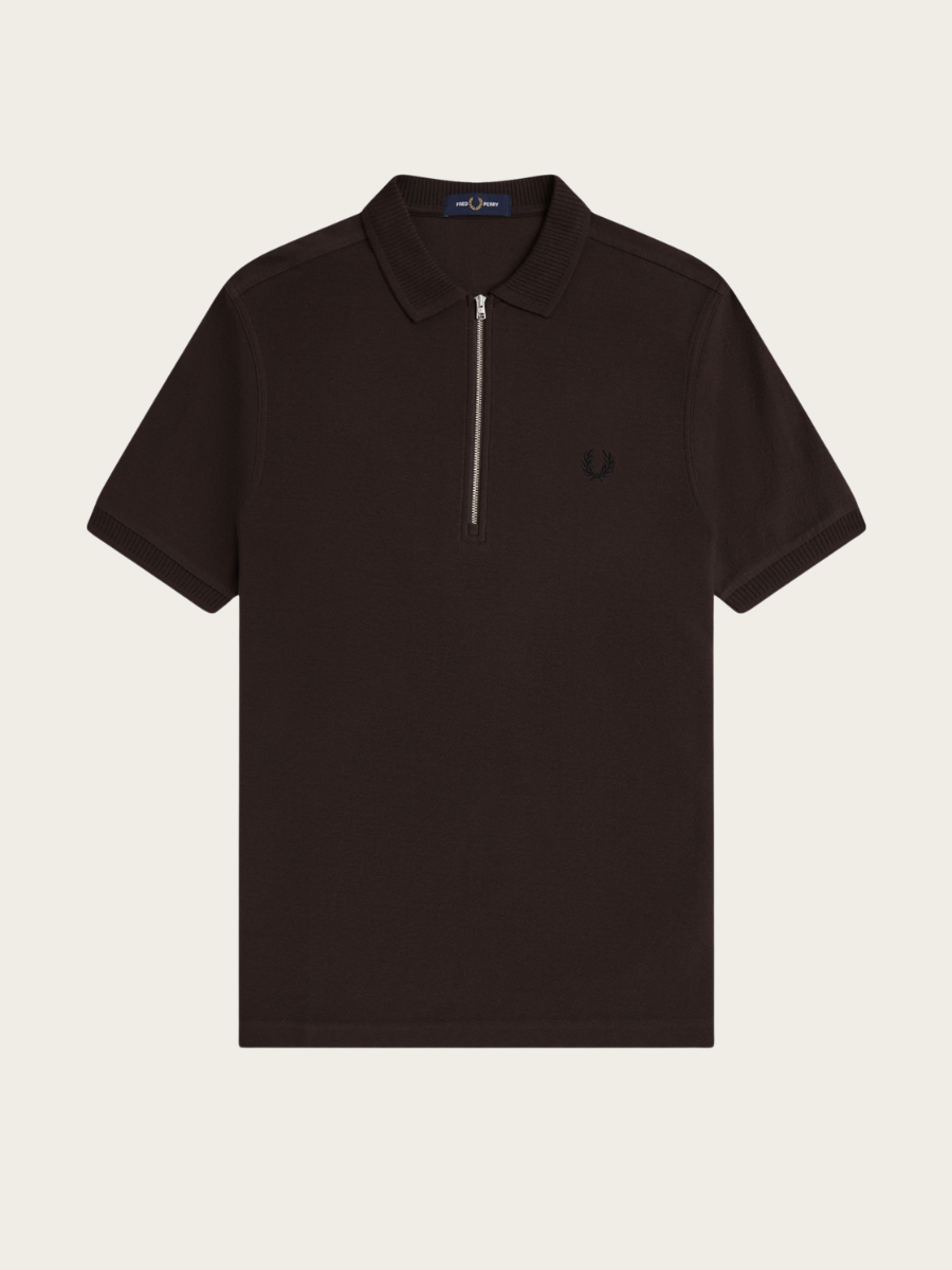 CREPE PIQUE POLO SHIRT, BROWN