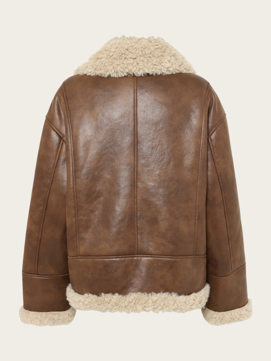 BLISS JACKET, DARK COGNAC/BEIGE