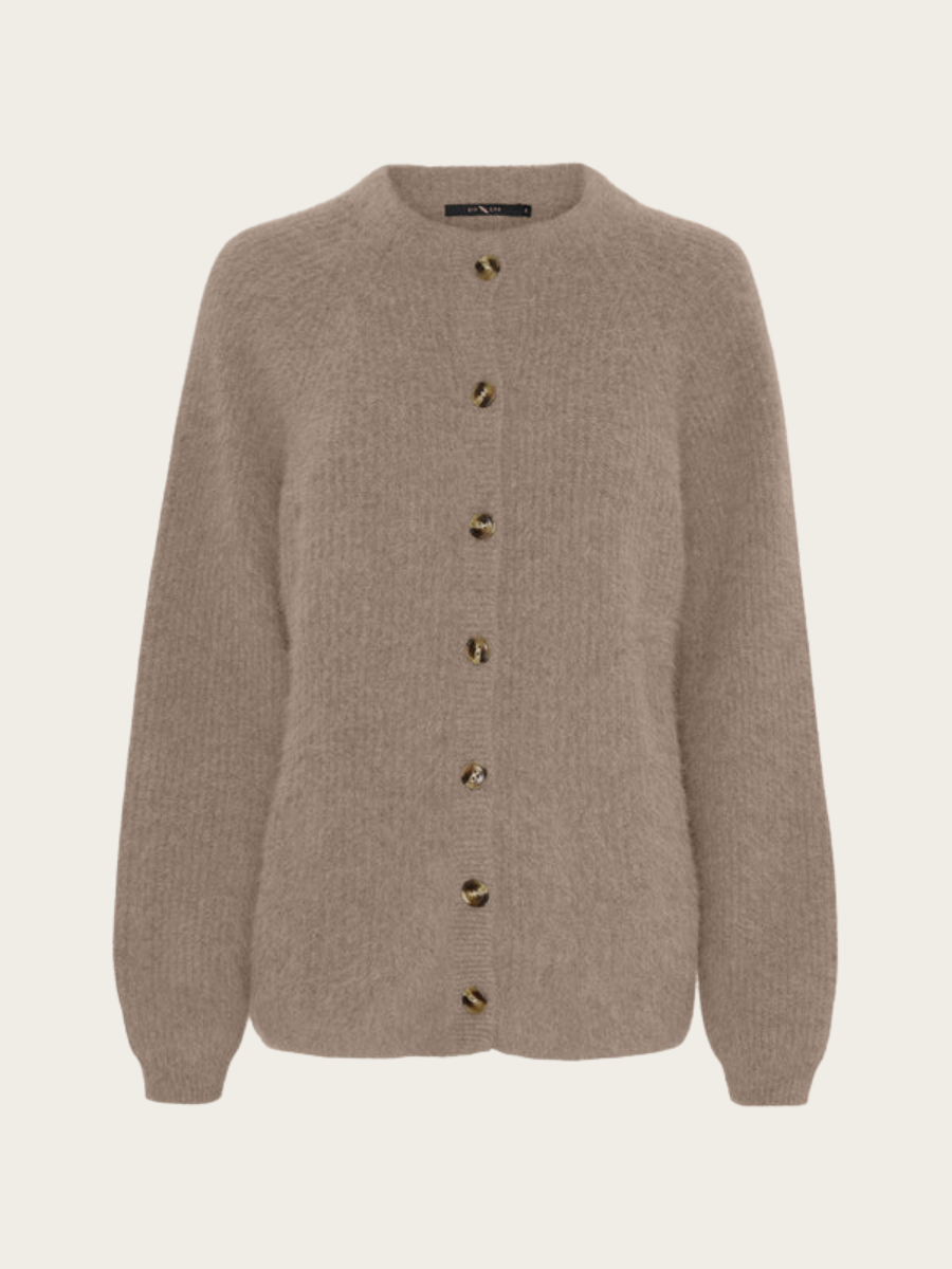 NINA RACCOON CARDIGAN, MOCHA BROWN