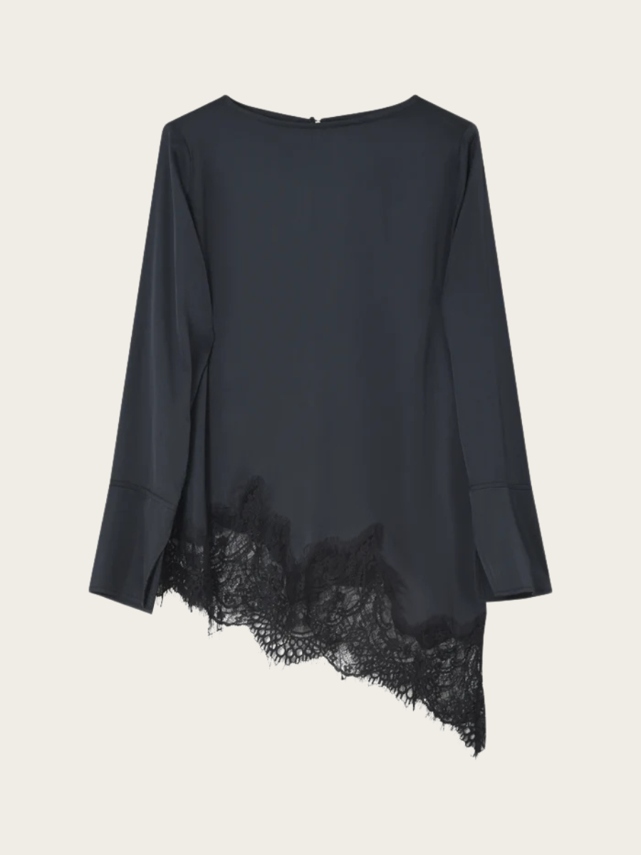 LILA FLUID VISCOSE BLOUSE, BLACK