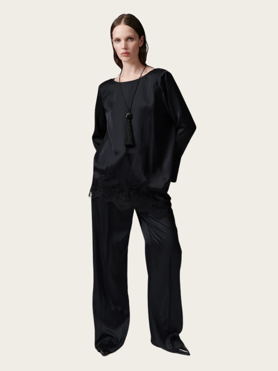 PHOEBE FLUID VISCOSE PANT, BLACK