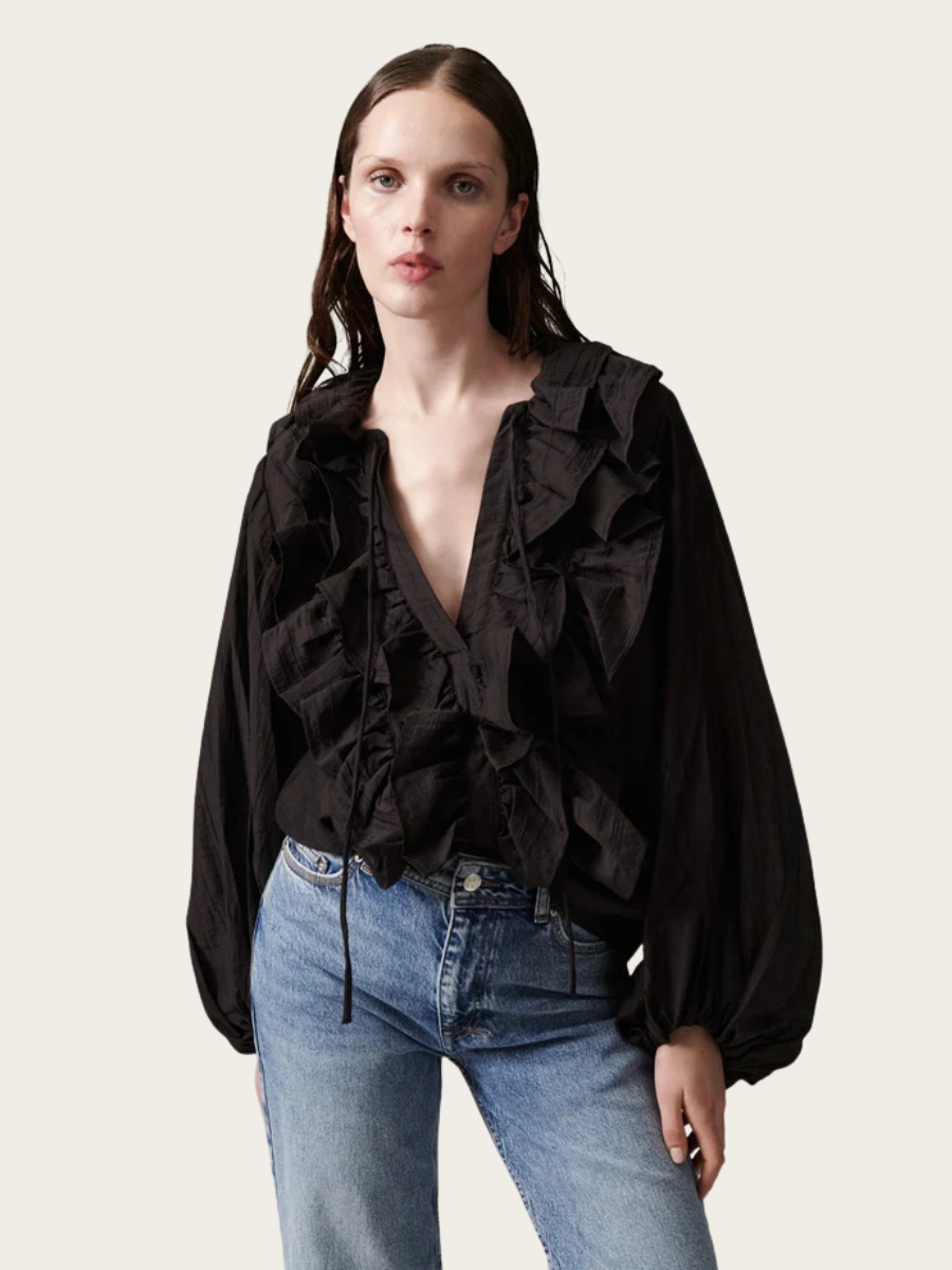 FREY TENCILLY BLOUSE, GANACHE