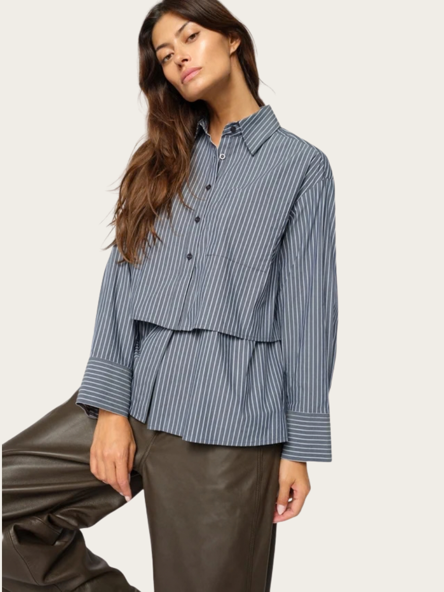 BARB STRIPE SHIRT, SALUTE NAVY