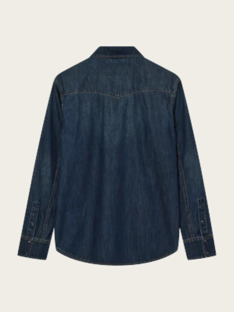 DAVID SNAP DENIM SHIRT, DARK BLUE DENIM