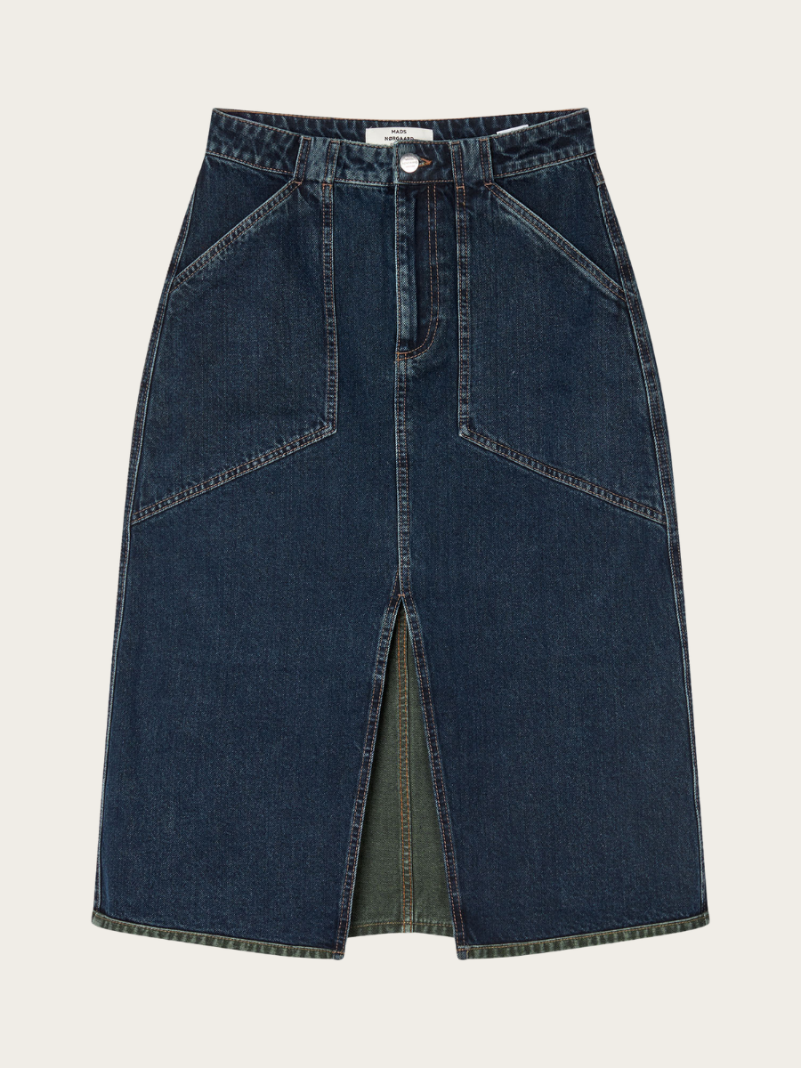 DOUBLE DENIM NORMA SKIRT, DARK DENIM