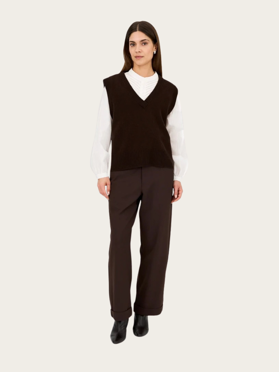 ABBY VEST KNIT, BLACK COFFEE