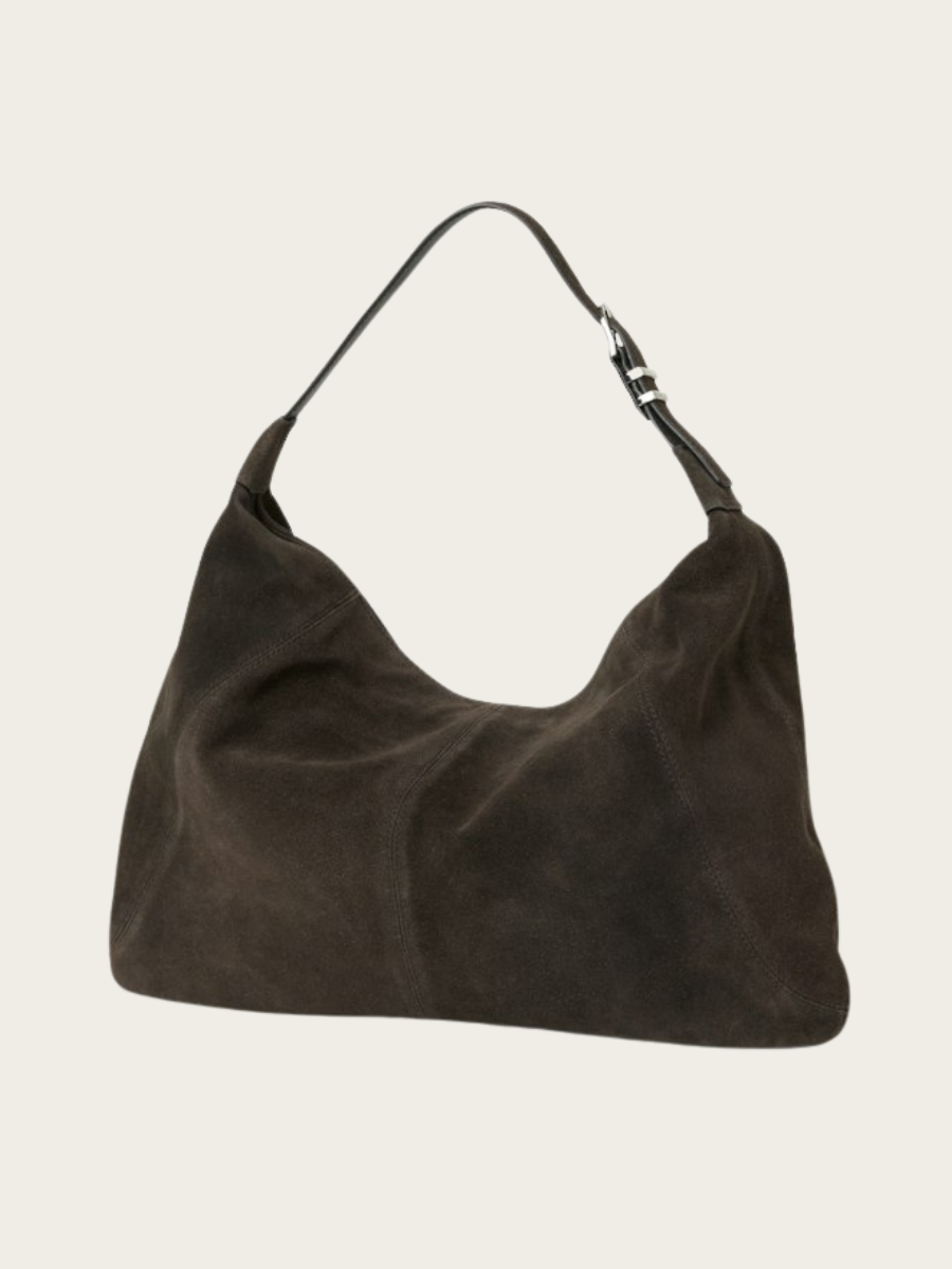 NAOMI SHOULDER BAG, DARK BROWN