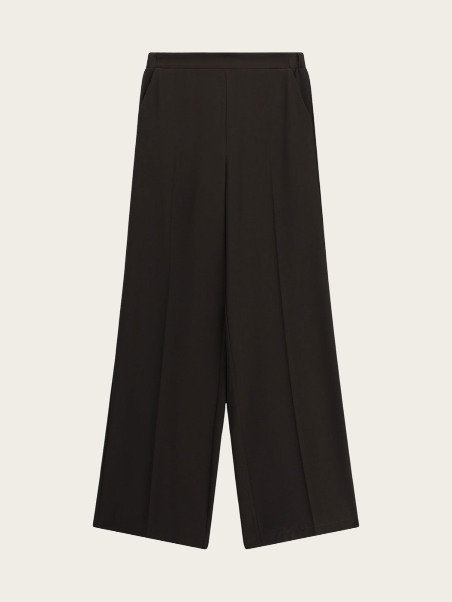 HIGH-RISE PALAZZO TROUSERS, DARK COFFEE