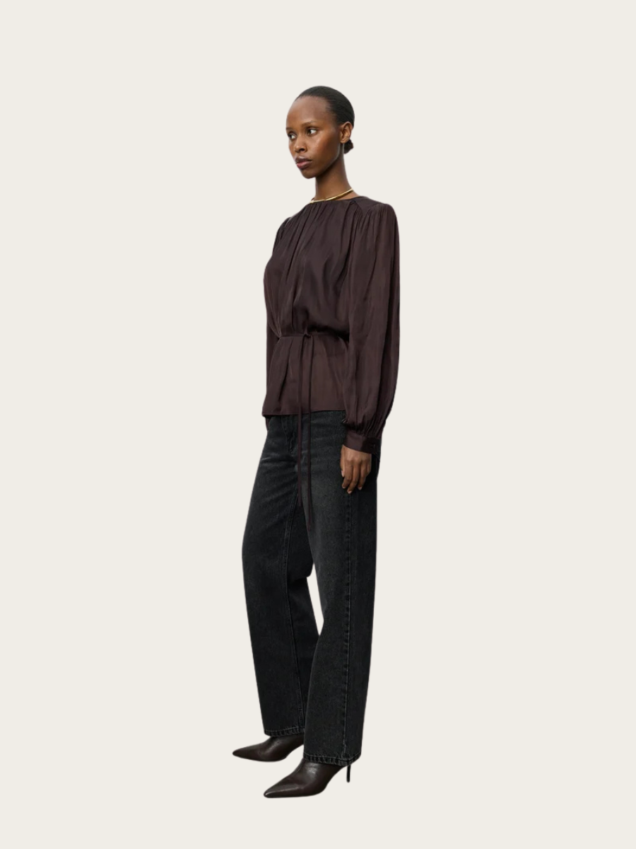 MARTHEA BALLOON BLOUSE, DARK PLUM