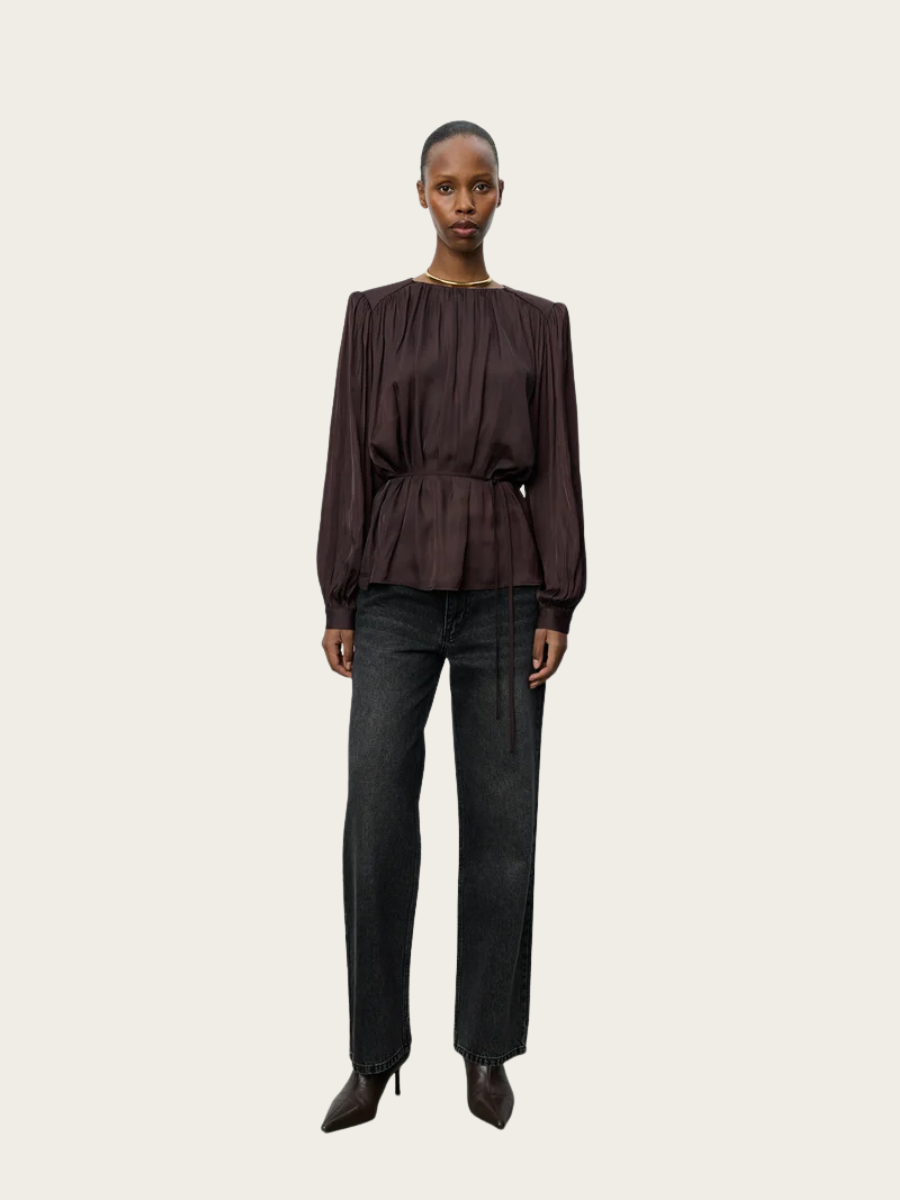 MARTHEA BALLOON BLOUSE, DARK PLUM