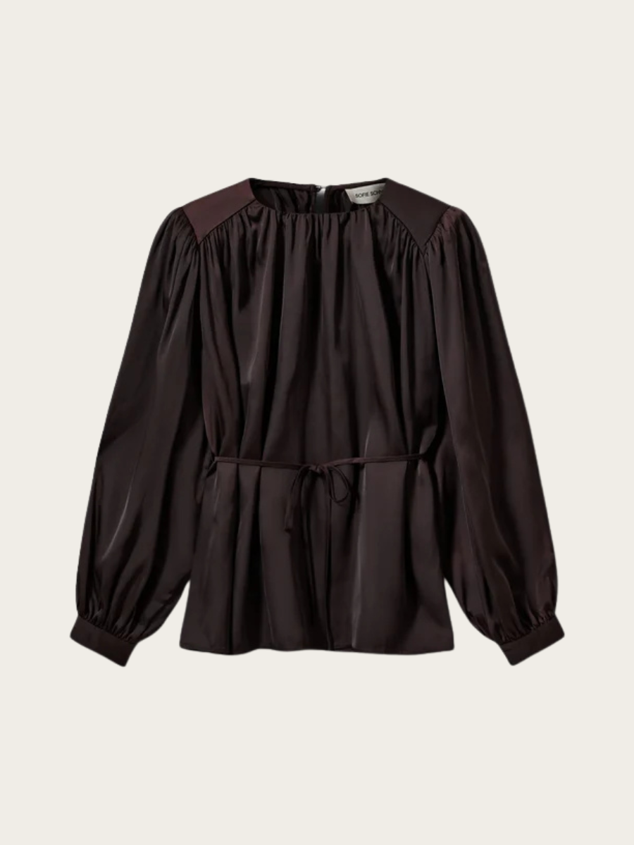 MARTHEA BALLOON BLOUSE, DARK PLUM