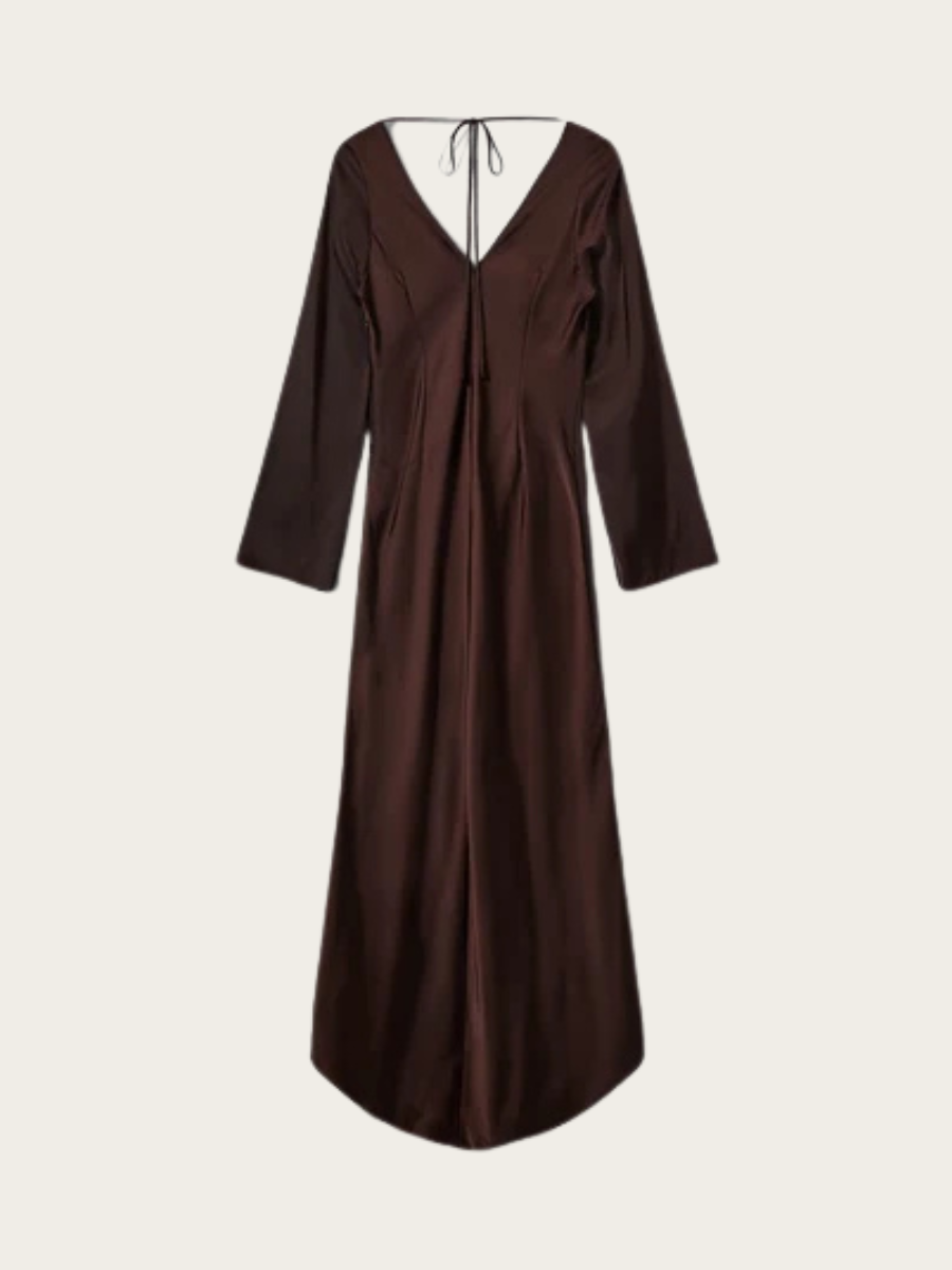 MALY V-NECK DRESS, DARK PLUM