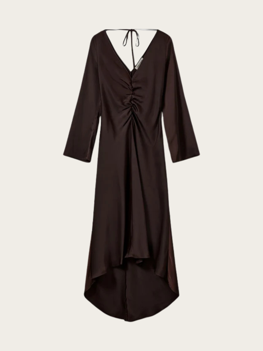 MALY V-NECK DRESS, DARK PLUM
