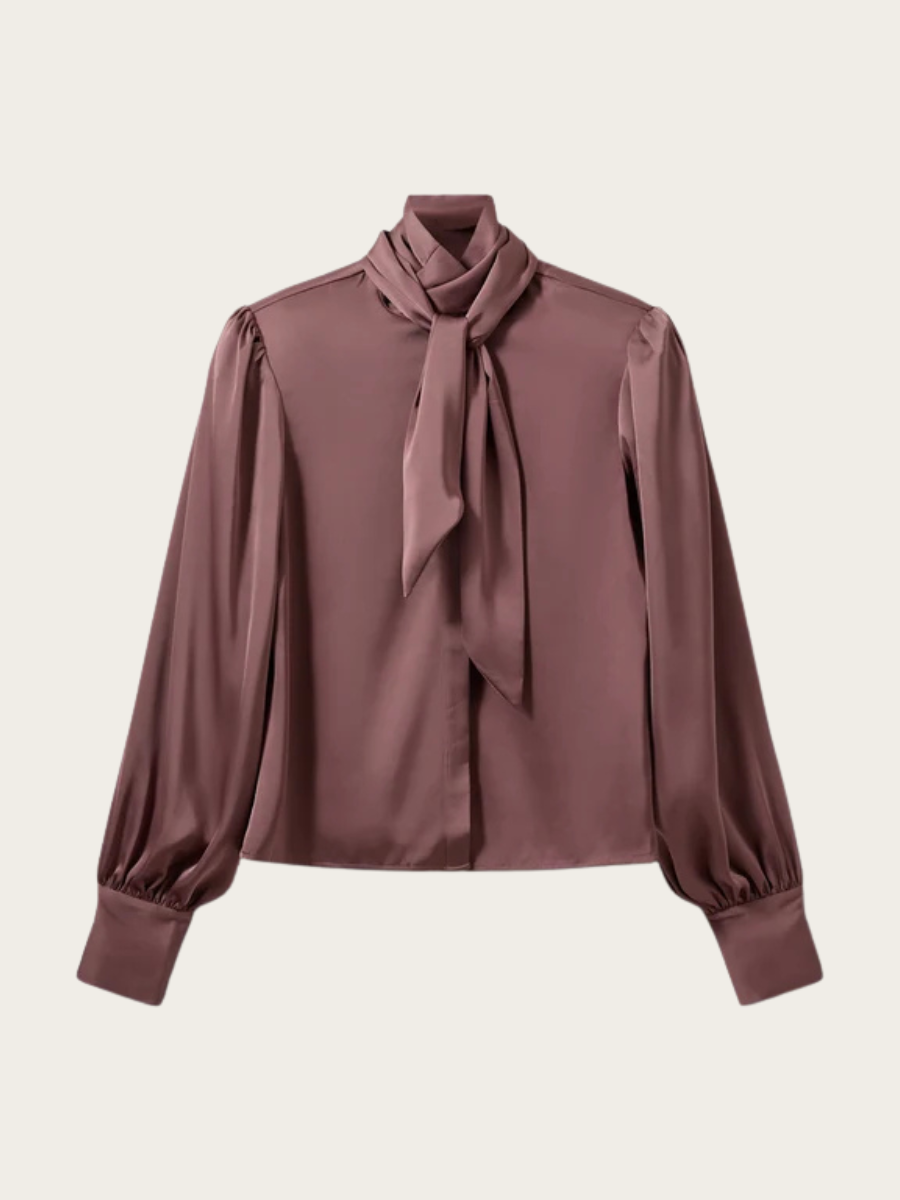 CARINA SATIN SHIRT, DUSTY PLUM