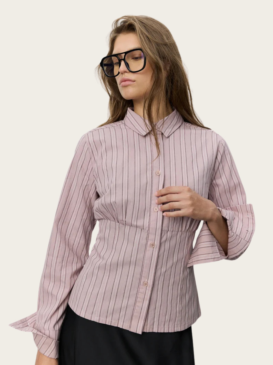 LIANU STRIPED SHIRT, DUSTY PLUM