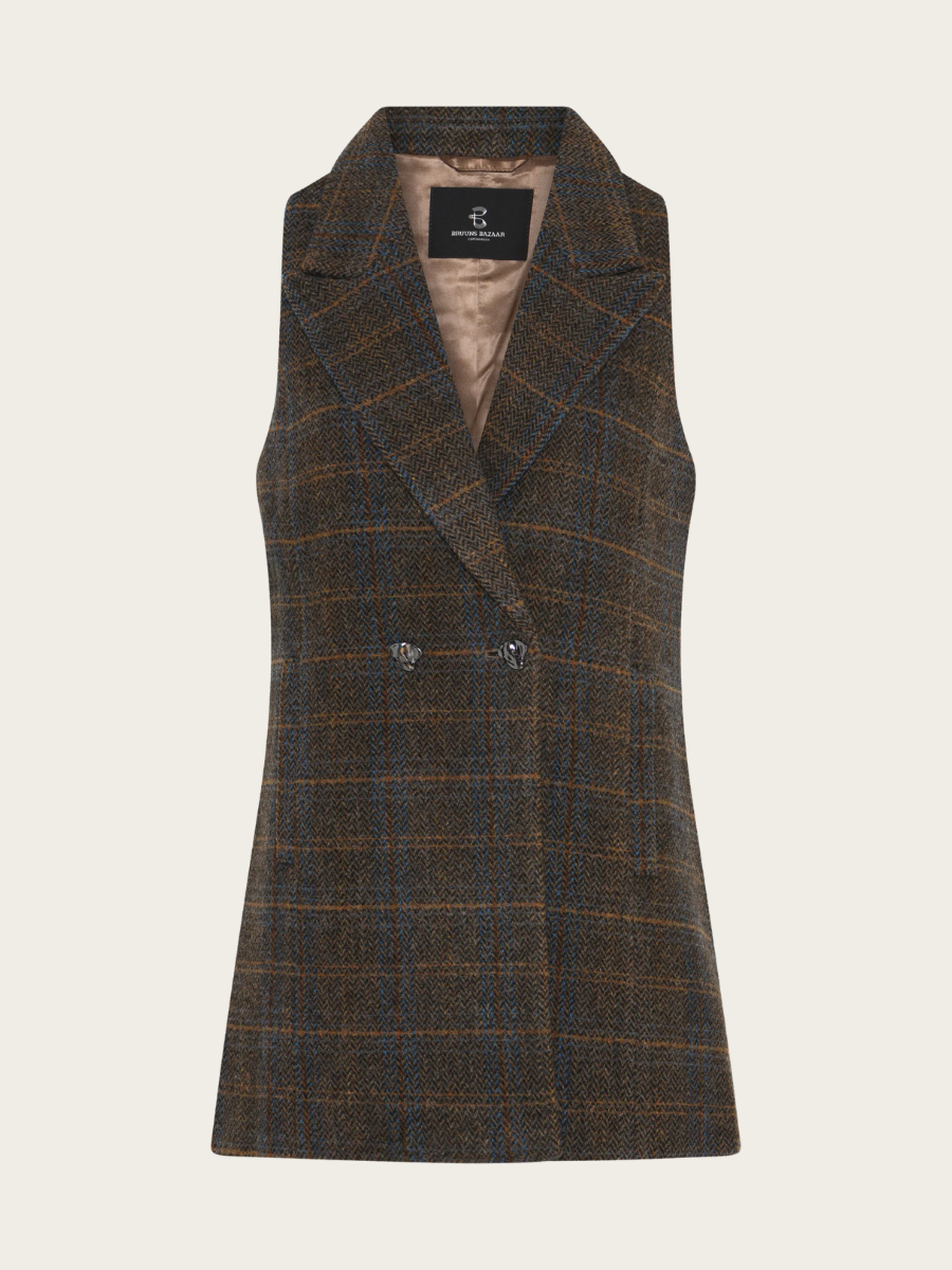 ARONIA LIANN WAISTCOAT, BROWN CHECK