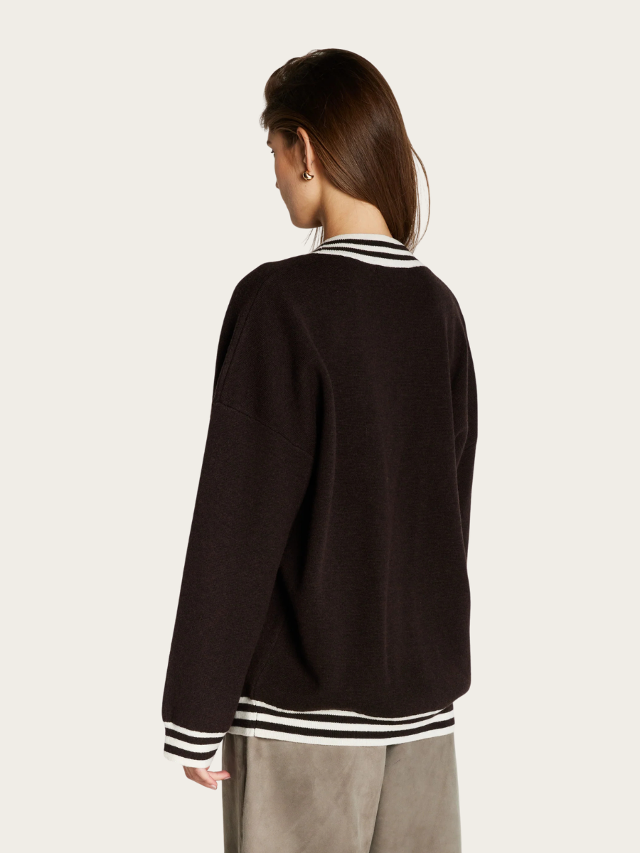 CHALINA SIRA KNIT CARDIGAN, DARK BROWN
