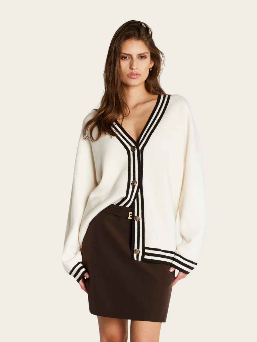CHALINA SIRA KNIT CARDIGAN, SNOW WHITE