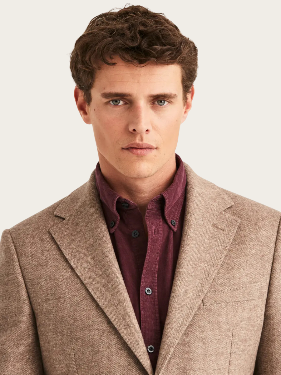 SOFT HERRINGBONE BLAZER JACKET, KHAKI