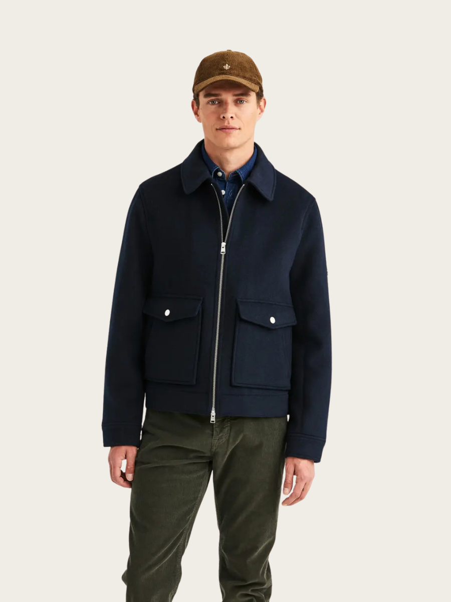 WALLACE WOOL JACKET NAVY BLUE