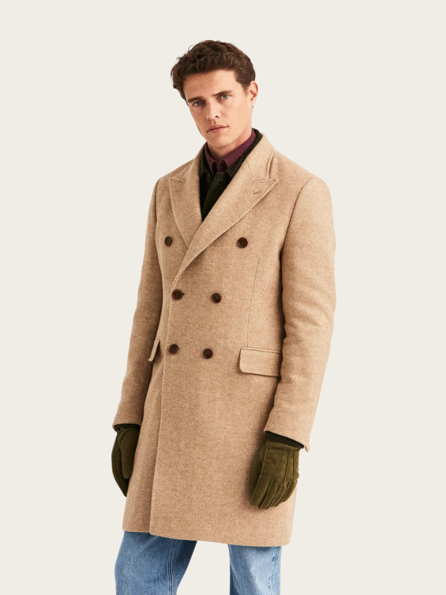 1502681007 HERRINGBONE DB COAT CAMEL