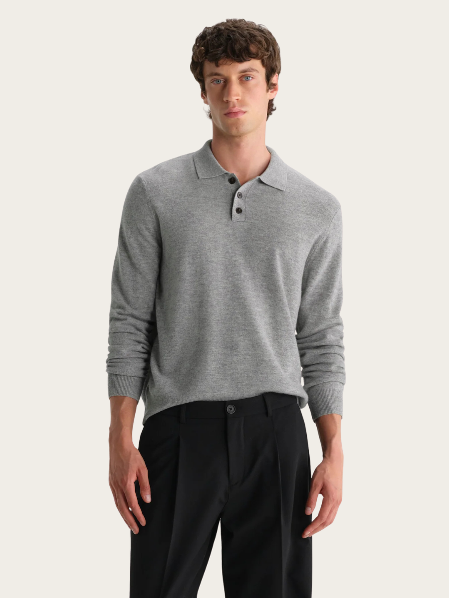 LAWRIE L/S KNITTED POLO, GREY