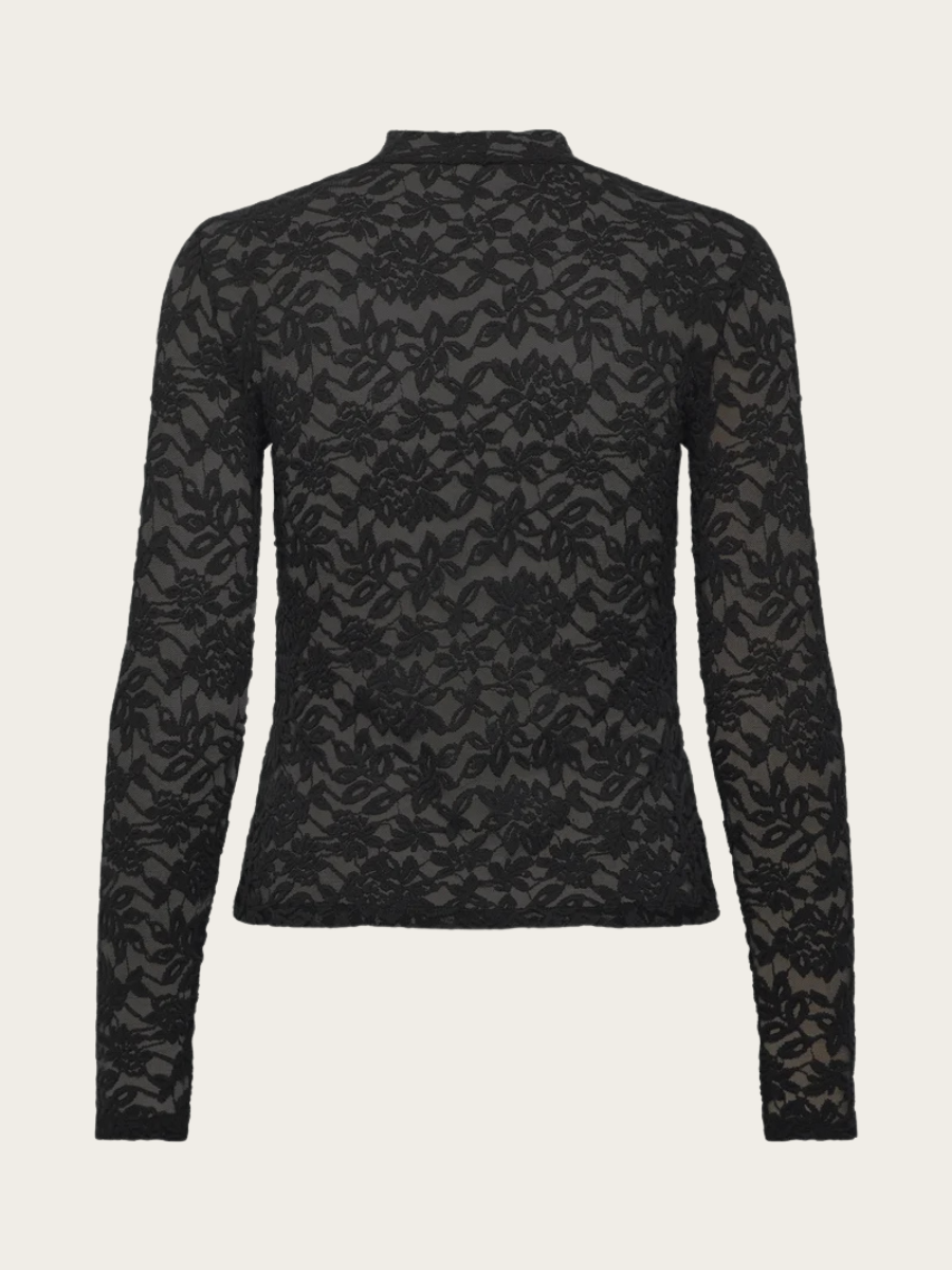 DELICIA LS TURTLENECK BLOUSE, BLACK