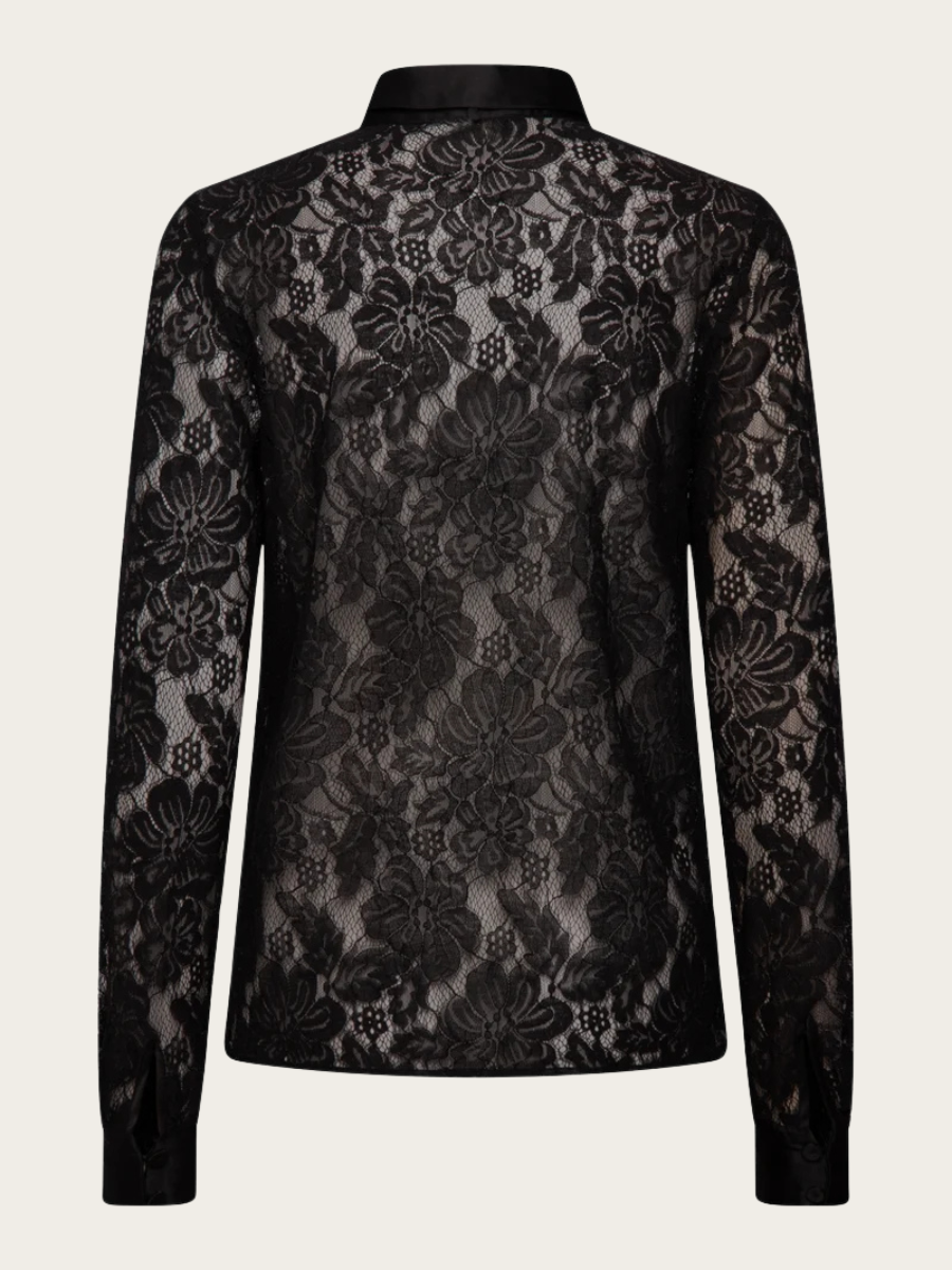 ALICE LACE LS SHIRT, BLACK