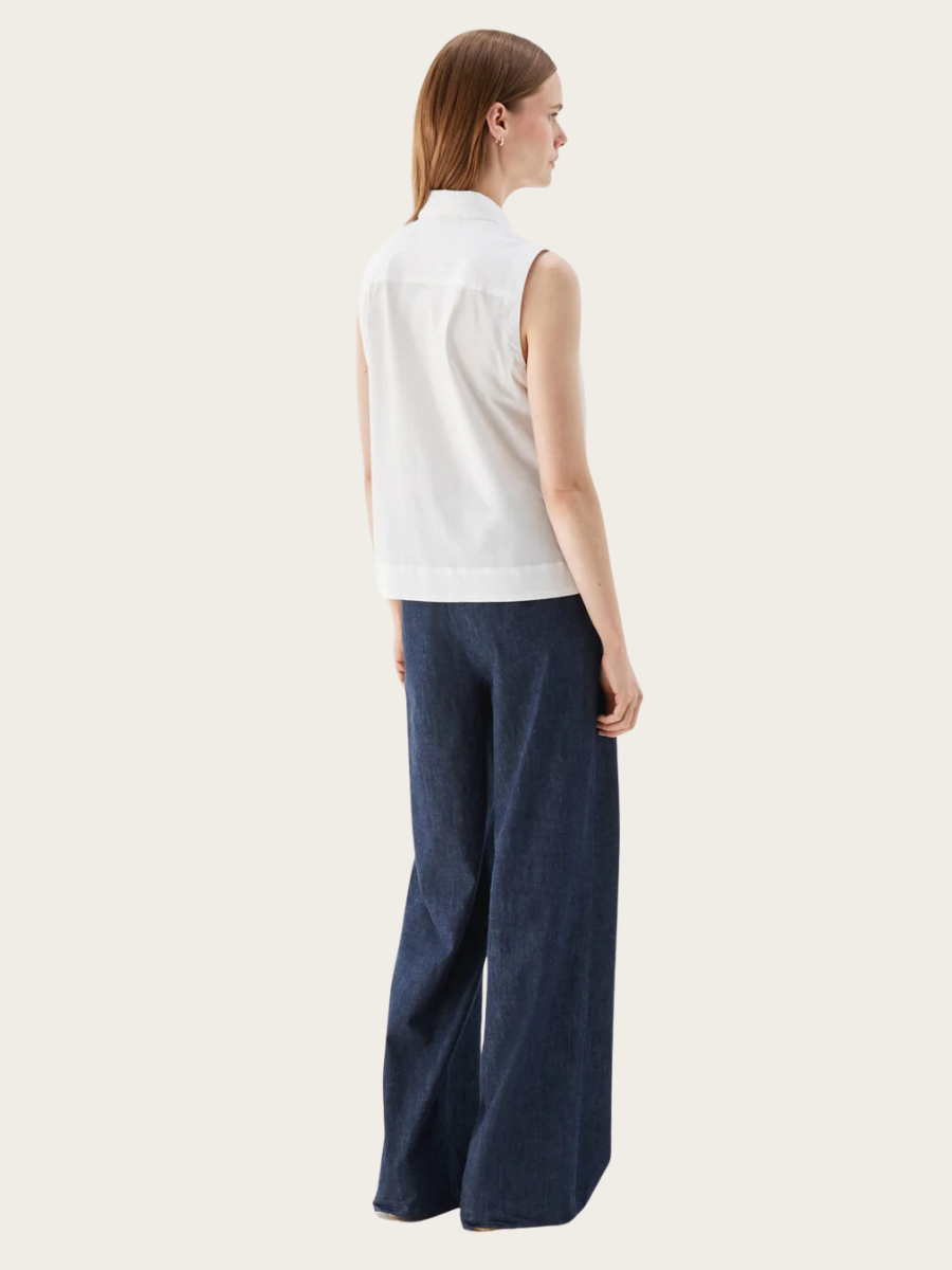 ODELIA POPLIN TOP, WHITE