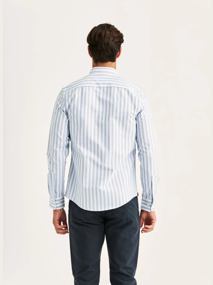 DOUGLAS OXFORD STRIPE SHIRT, SLIM, LIGHT BLUE